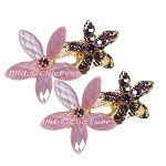 2x Haarspangen Blumen Metall Strass lila violett gold 5086